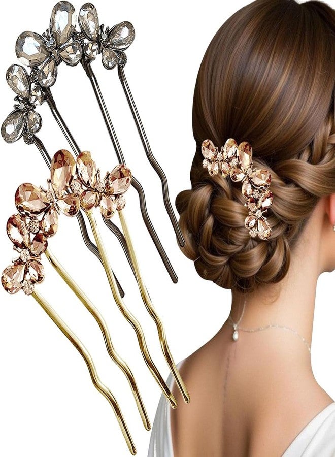 Aeenioy 2Pcs Korean Hair Accessories, French Hair Pin Comb Set with Rhinestones, Juda Pins for Hair Bun Styling, Pearl Hair Accessories for Women, Set for Weddings and Special Occasions - Image 1