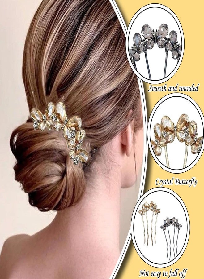 Aeenioy 2Pcs Korean Hair Accessories, French Hair Pin Comb Set with Rhinestones, Juda Pins for Hair Bun Styling, Pearl Hair Accessories for Women, Set for Weddings and Special Occasions - Image 3