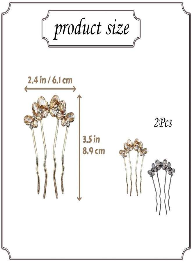 Aeenioy 2Pcs Korean Hair Accessories, French Hair Pin Comb Set with Rhinestones, Juda Pins for Hair Bun Styling, Pearl Hair Accessories for Women, Set for Weddings and Special Occasions - Image 2
