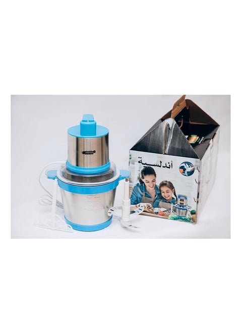 Two-speed Andalusian electric meat grinder and slicer, made of stainless steel, equipped with a powerful motor and safety function, capacity of 6 liters, 2200 watts, suitable for meat, fruits and vege