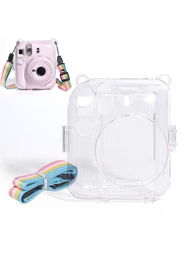 Protective Clear Case Hard Case For Fujifilm Instax Mini 12 Instant Camera With Adjustable Strap Clear  - Image 1