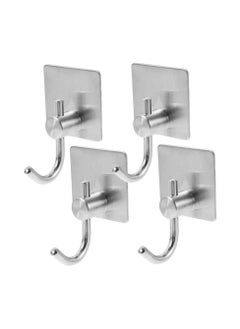 Oasisgalore 4Pcs Sliver Stainless Steel Wall Adhesive Hooks  - Image 1