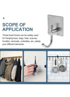 Oasisgalore 4Pcs Sliver Stainless Steel Wall Adhesive Hooks  - Image 5