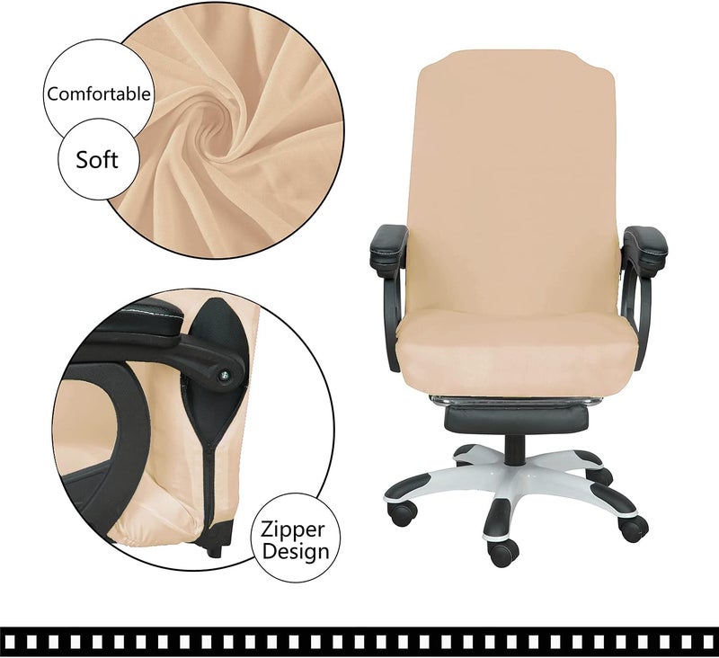 SARAFLORA Office Chair Covers - Large, Champagne - Removable Computer Chair Covers with Zipper for Universal Rotating Chair Desk Chair Cover Seat Washable Protector for Pet - Image 5