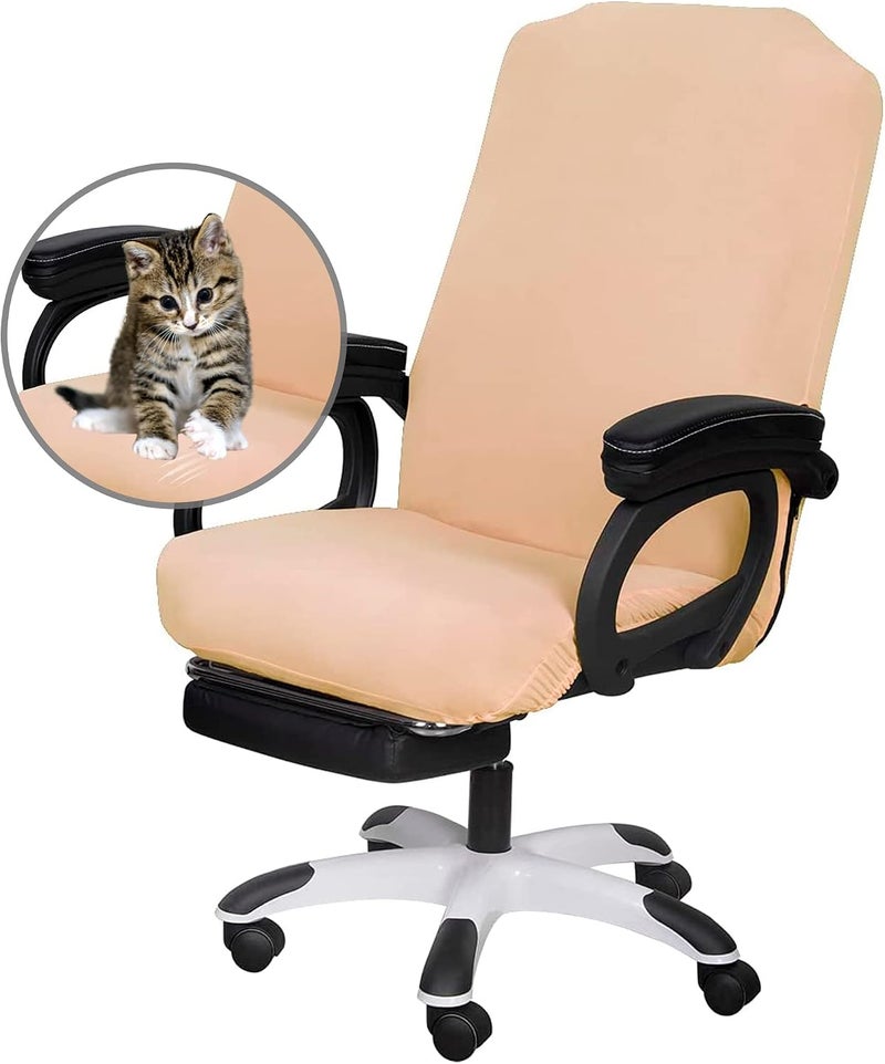 SARAFLORA Office Chair Covers - Large, Champagne - Removable Computer Chair Covers with Zipper for Universal Rotating Chair Desk Chair Cover Seat Washable Protector for Pet - Image 2