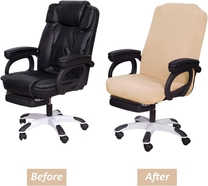 SARAFLORA Office Chair Covers - Large, Champagne - Removable Computer Chair Covers with Zipper for Universal Rotating Chair Desk Chair Cover Seat Washable Protector for Pet - Image 3