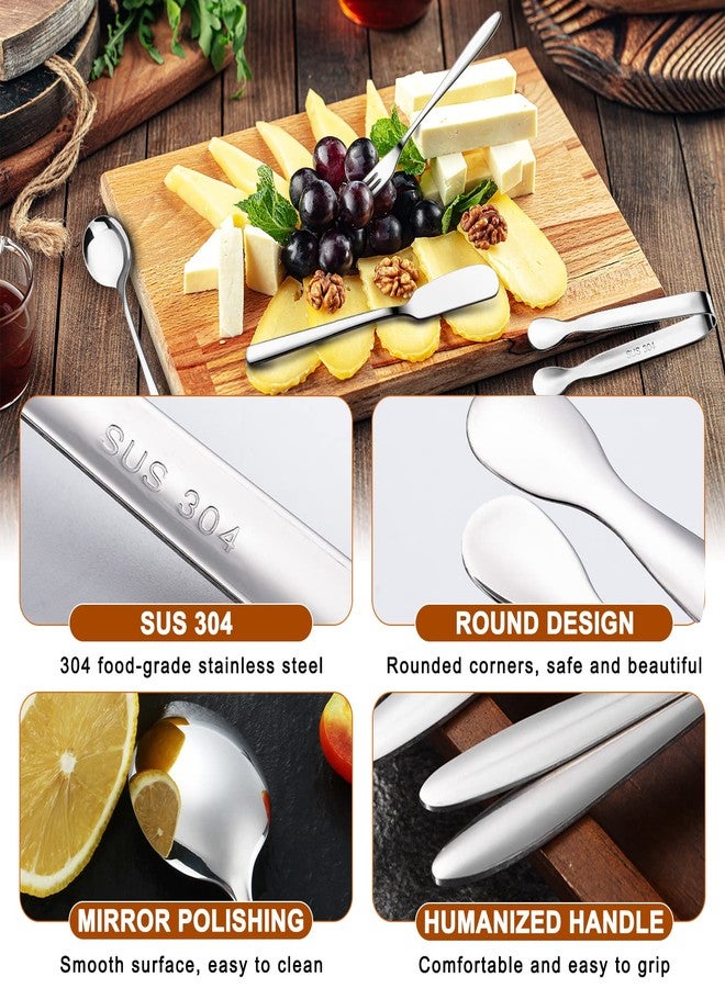 Mlurcu Cheese Butter Spreader Knives Set Charcuterie Board Accessories Stainless Steel Spreader Knives Forks Spoons Mini Serving Tongs Small Dipping Bowls Toothpick Flags Utensils for Pastry Making - Image 4