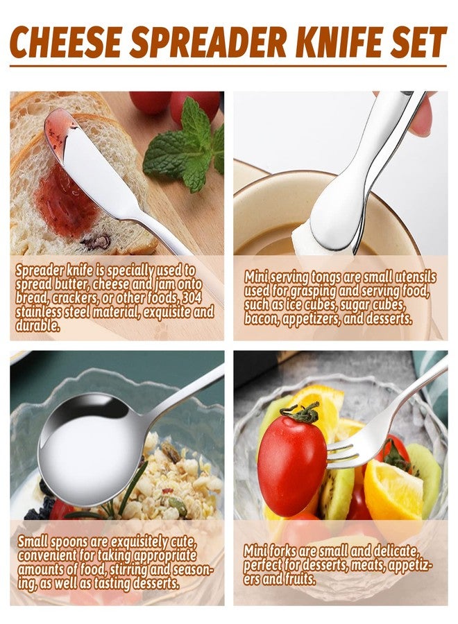Mlurcu Cheese Butter Spreader Knives Set Charcuterie Board Accessories Stainless Steel Spreader Knives Forks Spoons Mini Serving Tongs Small Dipping Bowls Toothpick Flags Utensils for Pastry Making - Image 5