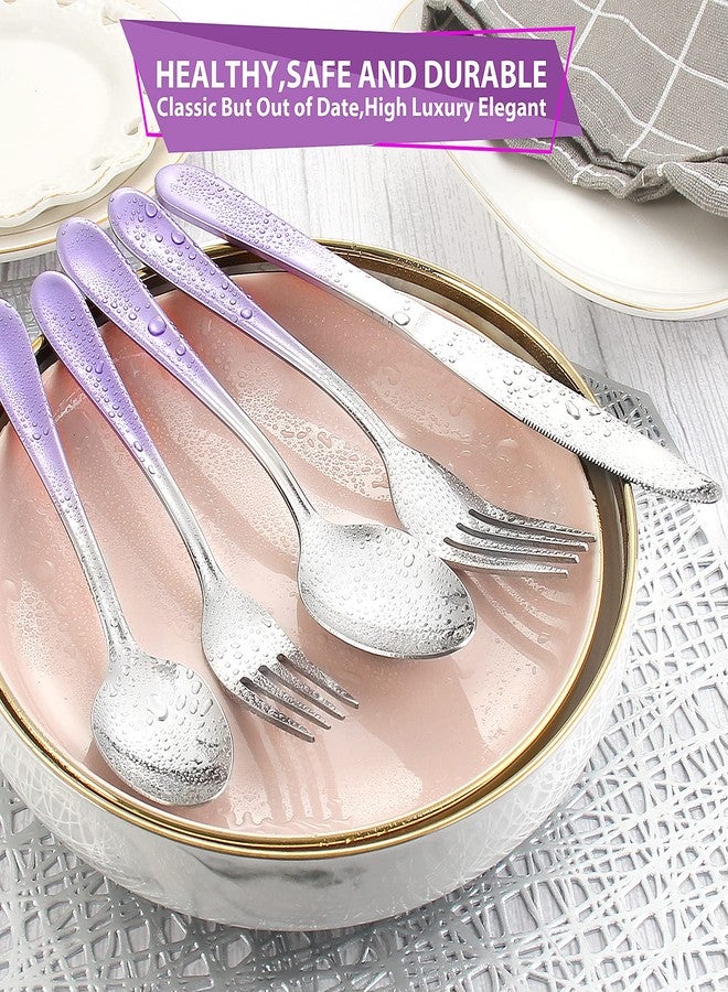 BEGEEL Gradient Purple Silverware set for 4,Stainless Steel Flatware Set,20 Piece Tableware Cutlery Set,Mirror Polished Utensils Sets for Kitchen,Reusable Dinnerware Sets Service for 4,Dishwasher Safe - Image 5