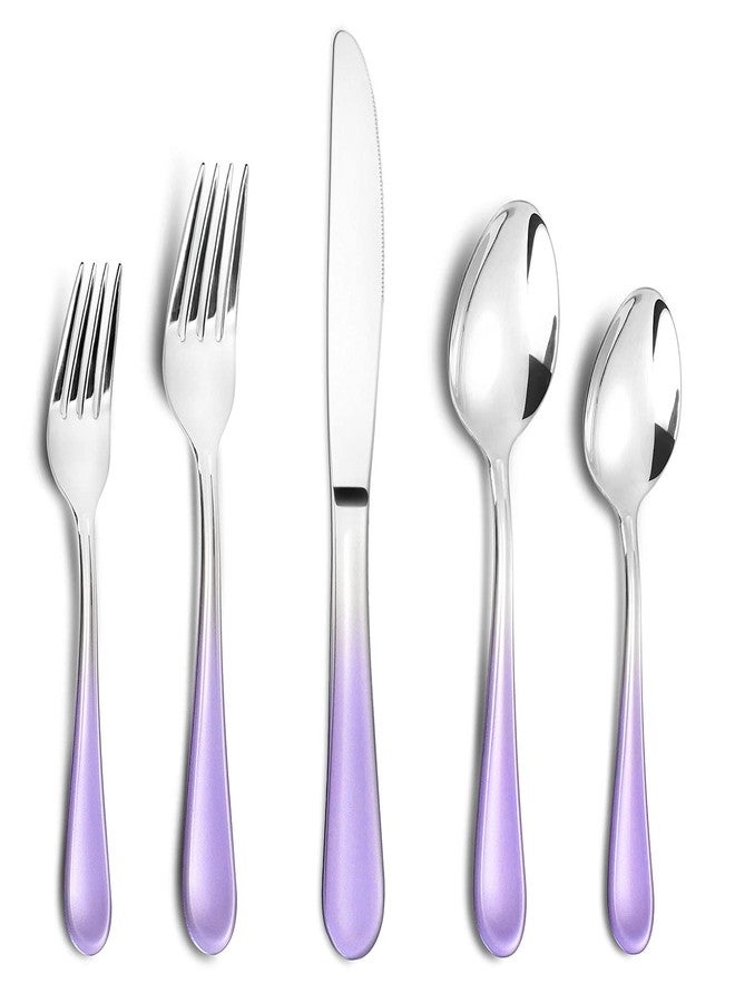 BEGEEL Gradient Purple Silverware set for 4,Stainless Steel Flatware Set,20 Piece Tableware Cutlery Set,Mirror Polished Utensils Sets for Kitchen,Reusable Dinnerware Sets Service for 4,Dishwasher Safe - Image 1