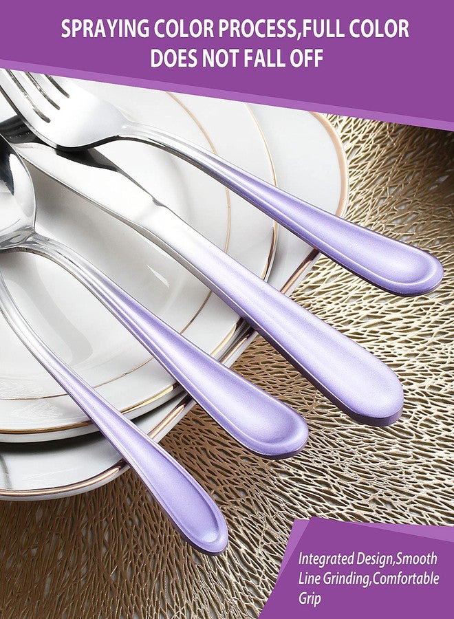 BEGEEL Gradient Purple Silverware set for 4,Stainless Steel Flatware Set,20 Piece Tableware Cutlery Set,Mirror Polished Utensils Sets for Kitchen,Reusable Dinnerware Sets Service for 4,Dishwasher Safe - Image 4