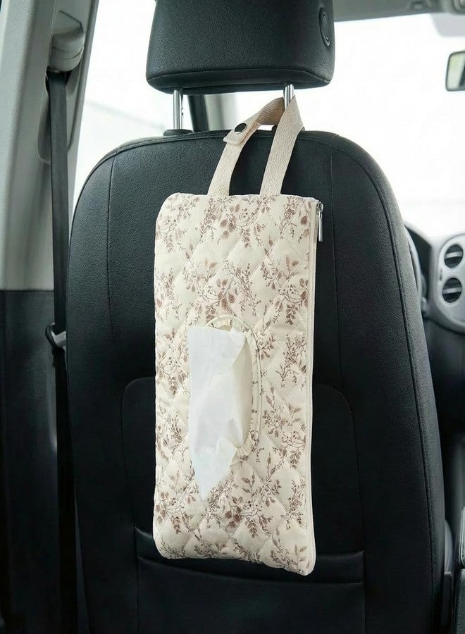 BBIQI Quilted Baby Wipe Holder Quilted Wipe Pouch Portable Hanging Floral Wet Wipes Bag for Car, Stroller - Image 4