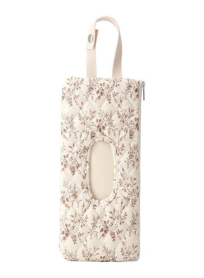 BBIQI Quilted Baby Wipe Holder Quilted Wipe Pouch Portable Hanging Floral Wet Wipes Bag for Car, Stroller - Image 1