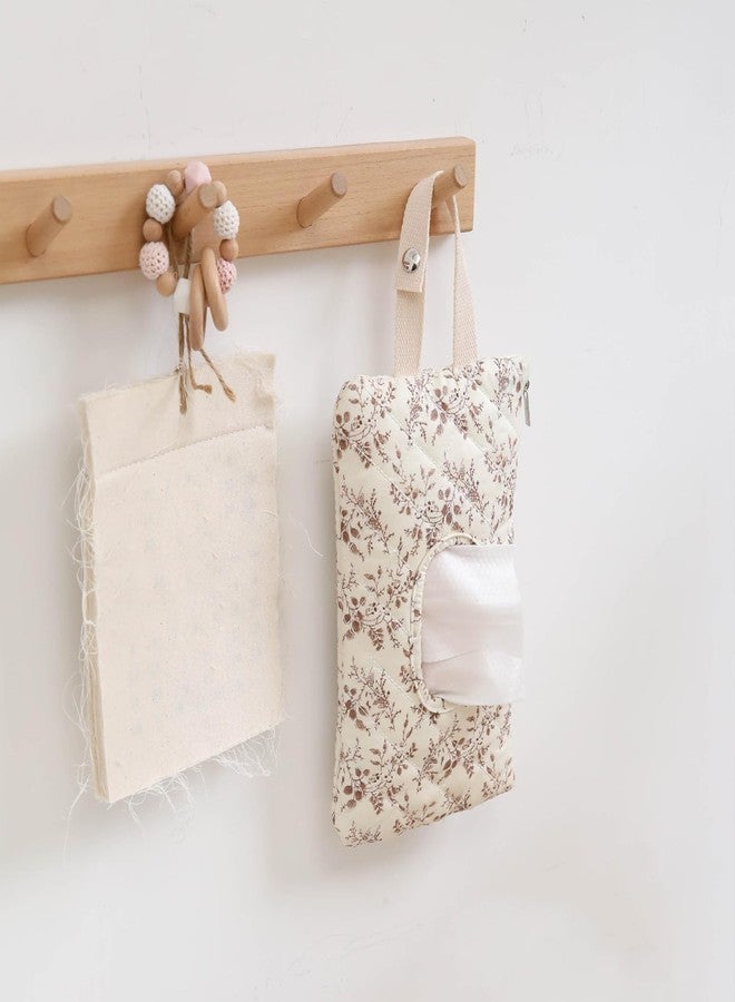 BBIQI Quilted Baby Wipe Holder Quilted Wipe Pouch Portable Hanging Floral Wet Wipes Bag for Car, Stroller - Image 5