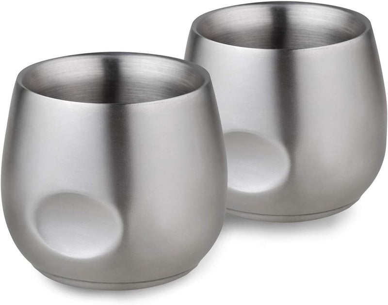 Kitchenexus Stainless Steel Espresso Cups 2pcs Set, 6oz Double Wall Insulated Unbreakable Stemless Tumbler Small Cup for Outdoor Events Picnics Party - Image 1