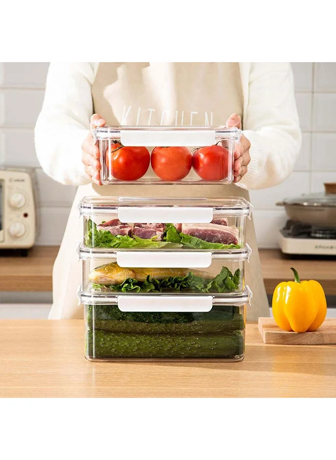 DANUBE HOME Proo Food Container Polyethylene Terephthalate plus Tpe Re-Usable Food Storage Containers Stackable Kitchen Organizer Boxes For Kitchen & Dining Room L24Xw17Xh9Cm - Clear