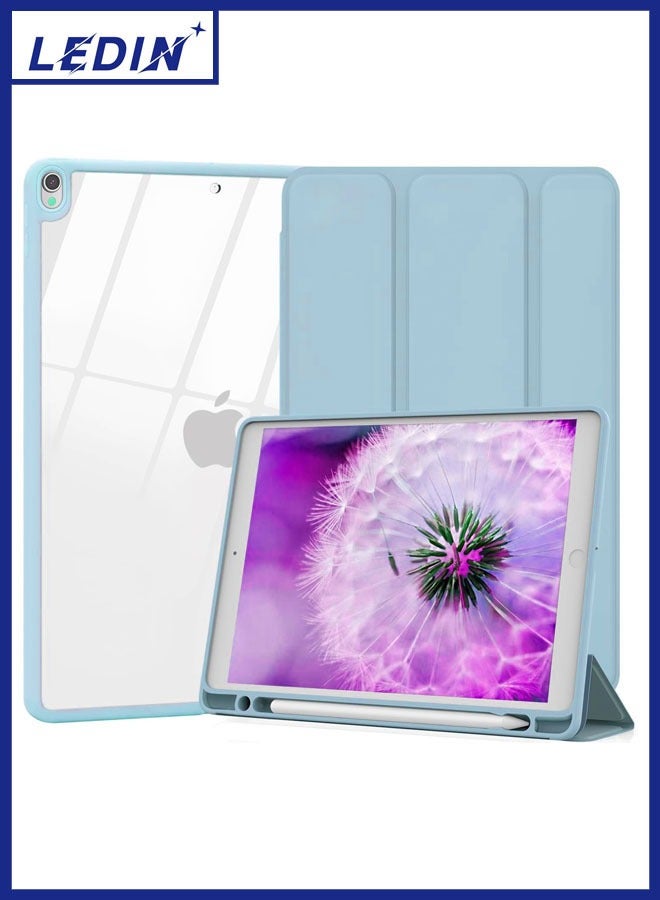 LEDIN Case for iPad Pro 10.5-Inch and iPad Air 3 (10.5-Inch 2019, 3rd Generation) with Pencil Holder, Slim Stand Protective Cover with Clear Transparent Back Shell for iPad Pro 10.5 inch Tablet, Support Auto Wake/Sleep, (Blue) - Image 1