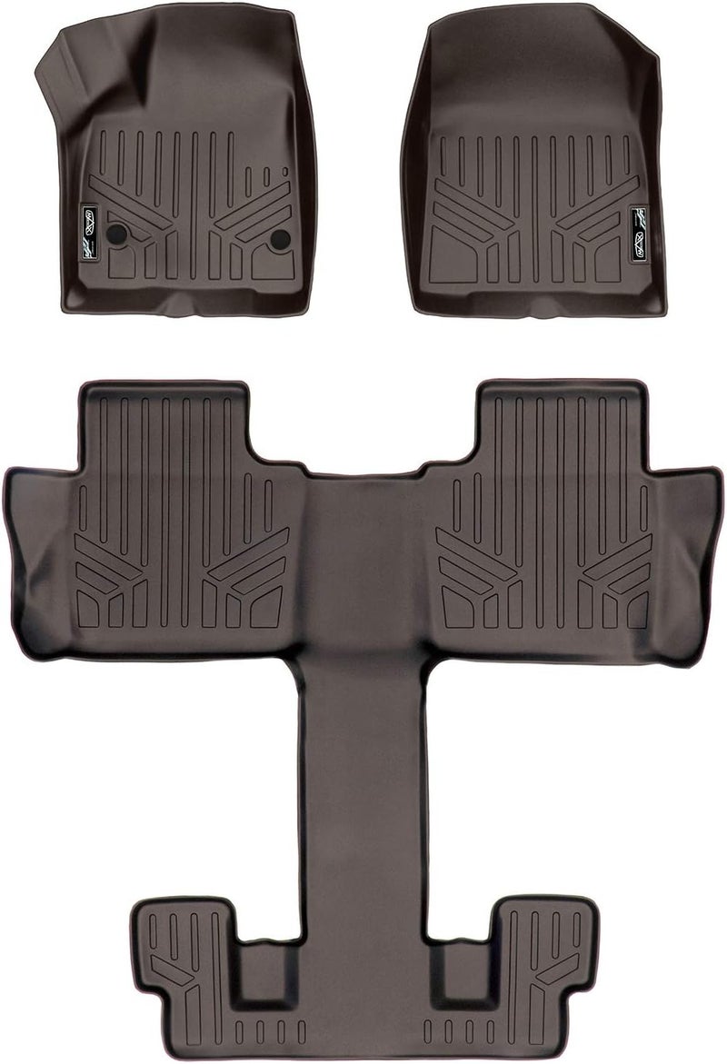 SMARTLINER Custom Fit Floor Mats 3 Row Liner Set Cocoa for 2017-2021 GMC Acadia with 2nd Row Bucket Seats - Image 1