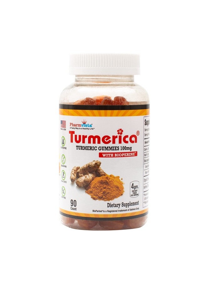 تورميريكا - حلوى الكركم الكركمين 100 ملغ مع بيوبيرين الفلفل الأسود لزيادة الامتصاص، 90 حبة، مصنوعة في الولايات المتحدة الأمريكية - Image 1