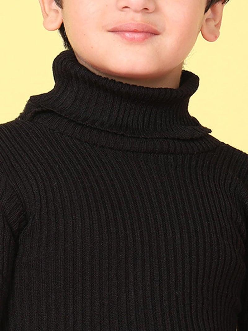 superminis Boys Wollen High Neck Full Sleeve Sweater Winter Skivy for Kids (3-4 Years, Black) - Image 4