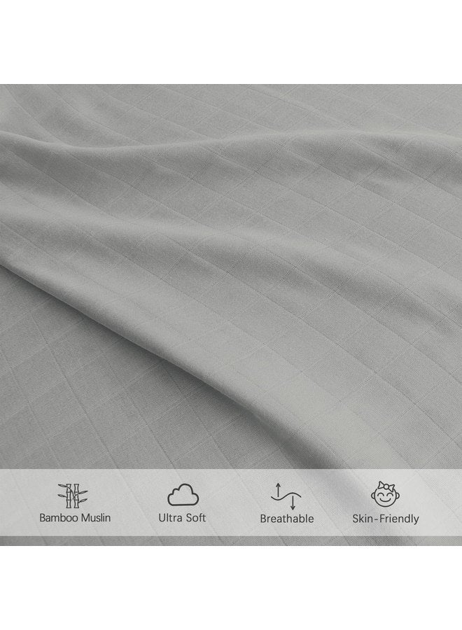 Biloban Muslin Crib Sheets for Boys and Girls 2 Pack, Ultra Soft Muslin Fitted Baby Crib Sheet for Standard Crib Mattress & Toddler Bed Mattress, Grey & White - Image 4