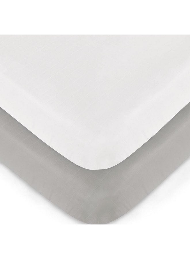 Biloban Muslin Crib Sheets for Boys and Girls 2 Pack, Ultra Soft Muslin Fitted Baby Crib Sheet for Standard Crib Mattress & Toddler Bed Mattress, Grey & White - Image 2