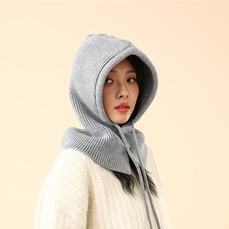 XYX Winter Warm Elastic Soft Ear Protection Knitted Ski Hats Balaclava Cover Ears Beanie Hat (US, Alpha, One Size, H-Grey) - Image 4