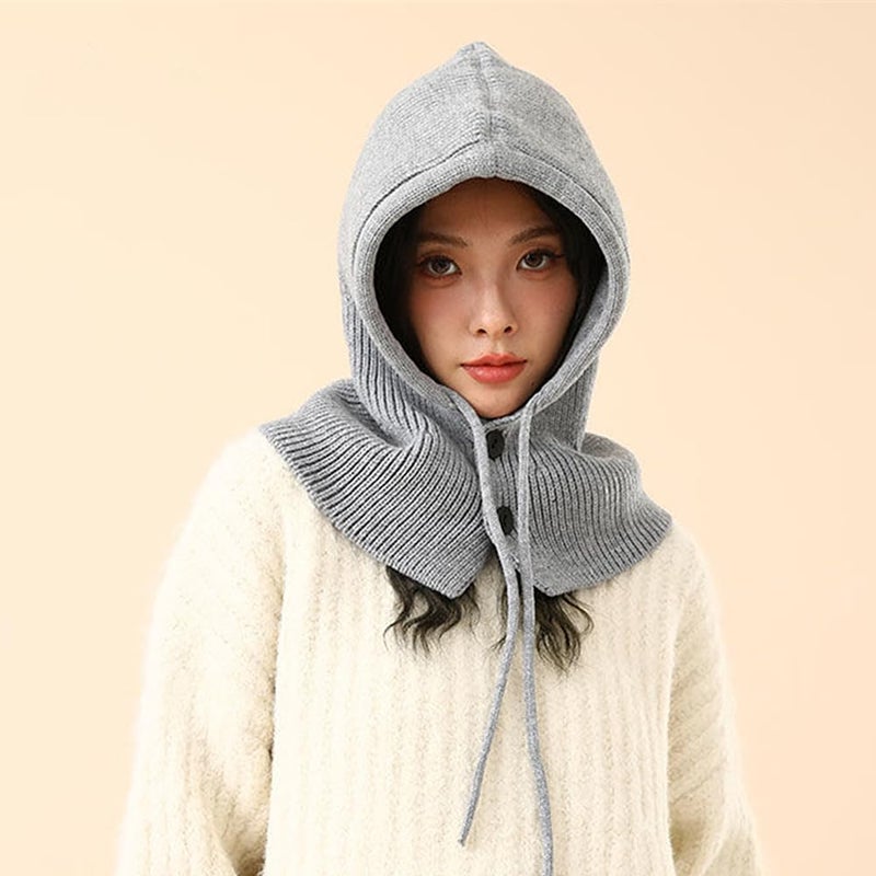 XYX Winter Warm Elastic Soft Ear Protection Knitted Ski Hats Balaclava Cover Ears Beanie Hat (US, Alpha, One Size, H-Grey) - Image 3