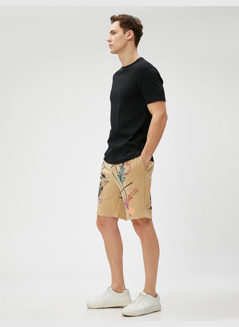 KOTON Printed Shorts Drawstring Slim Fit Pocket Detailed - Image 1