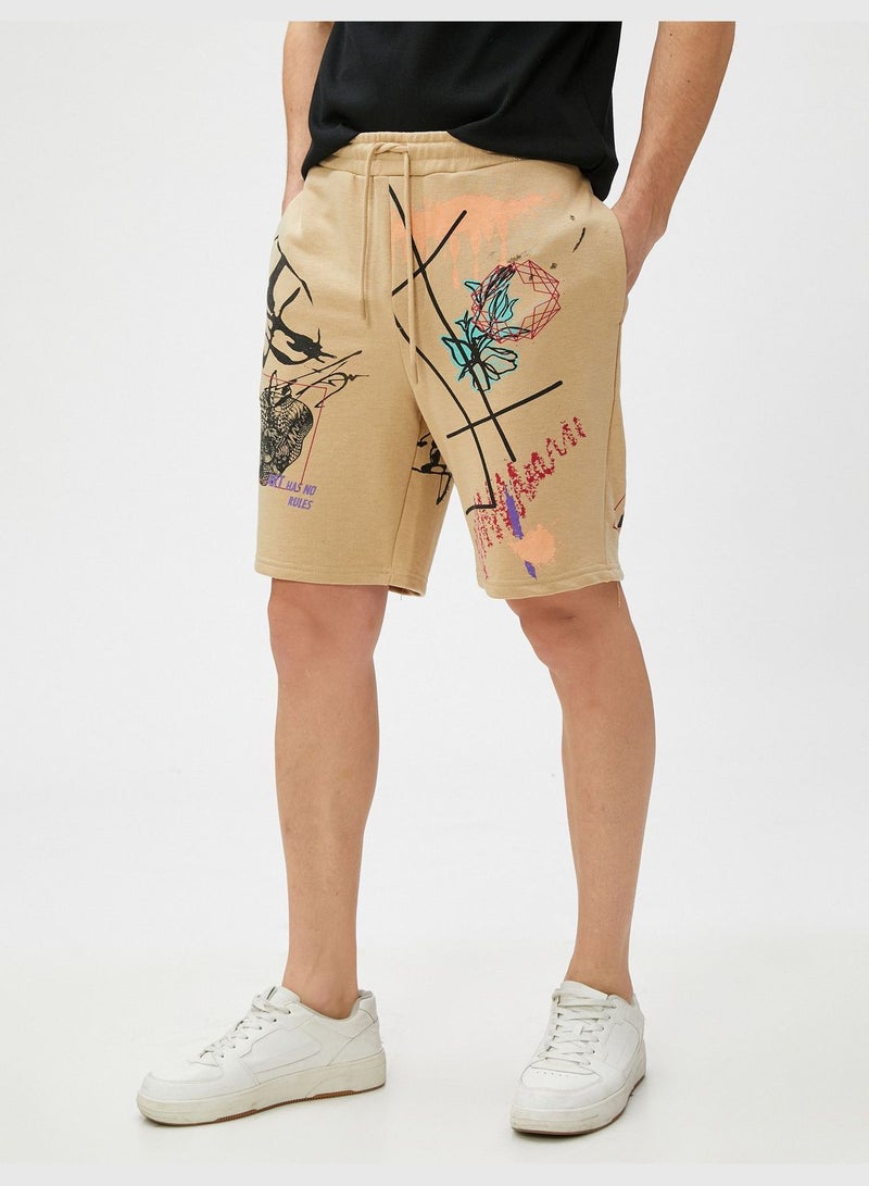 KOTON Printed Shorts Drawstring Slim Fit Pocket Detailed - Image 3