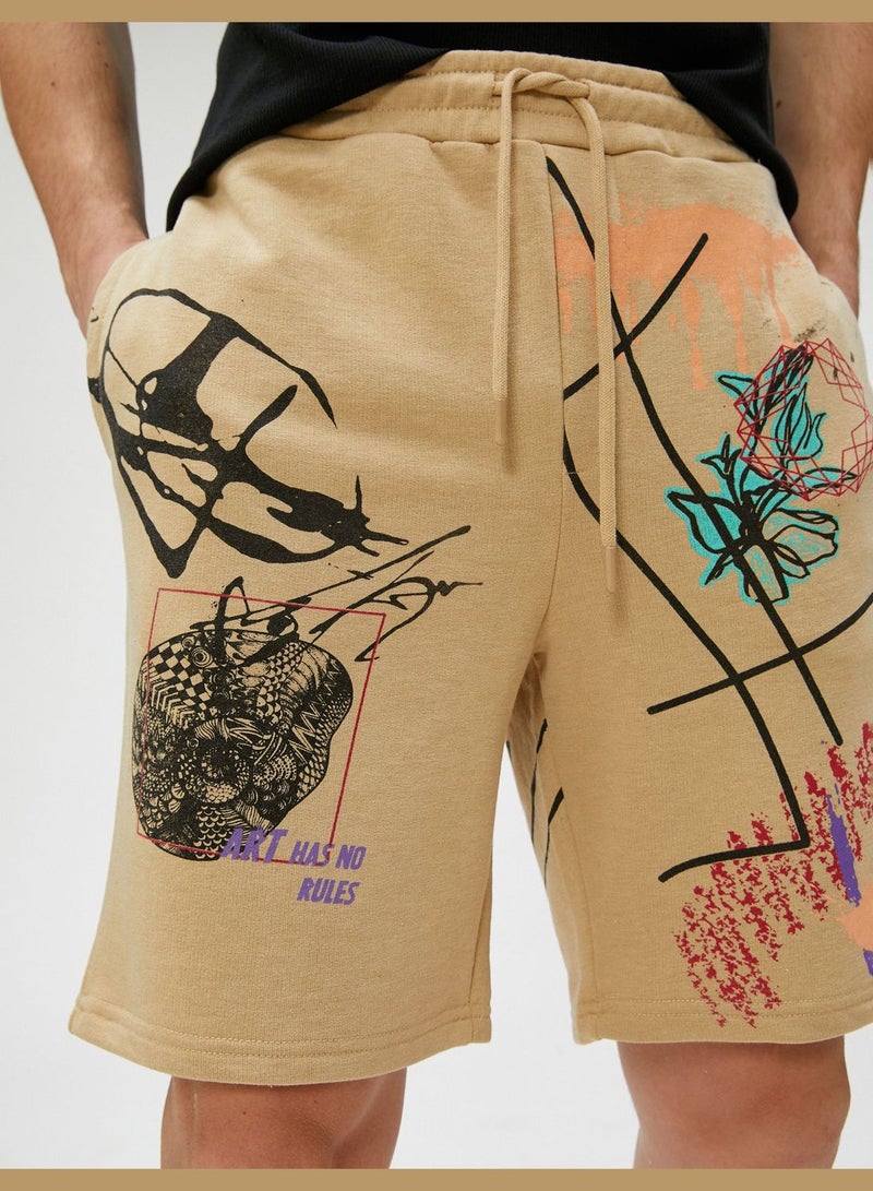 KOTON Printed Shorts Drawstring Slim Fit Pocket Detailed - Image 5