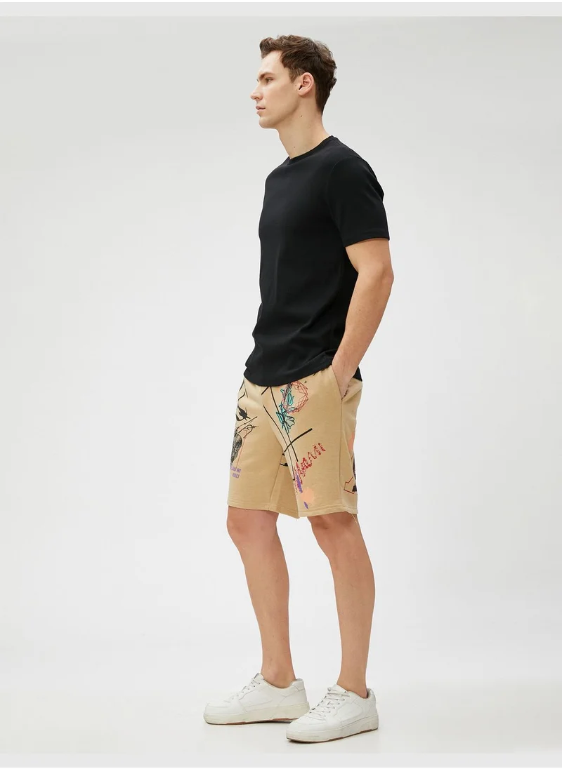 كوتون Printed Shorts Drawstring Slim Fit Pocket Detailed