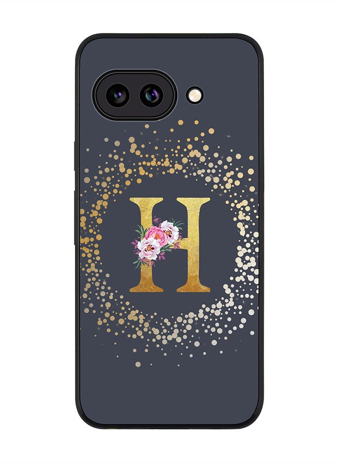 Stylizedd For Google Pixel 9a Case,Slim fit Camera Protection, Shockproof Thin Phone cover  - Custom Monogram Floral - H  (Grey )