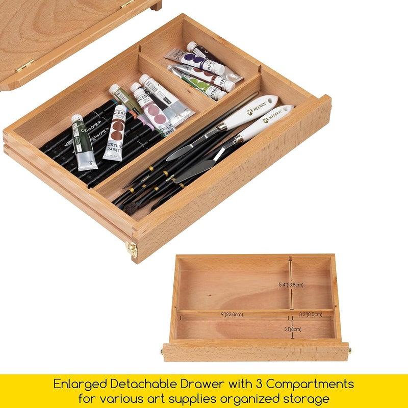 MEEDEN Table Sketch Box Easel -Portable Solid Beech Tabletop Wood Easel Drawing & Sketching Board with Storage Drawer & Palette for Beginner Artist, Art Students & Kids, Canvas up to 11" × 14" - Image 4