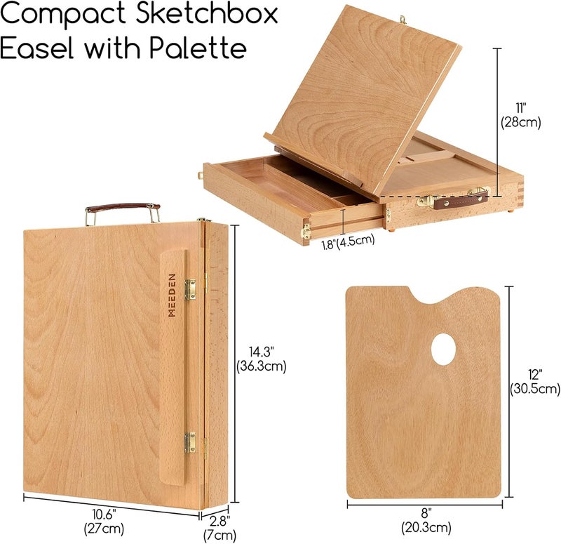 MEEDEN Table Sketch Box Easel -Portable Solid Beech Tabletop Wood Easel Drawing & Sketching Board with Storage Drawer & Palette for Beginner Artist, Art Students & Kids, Canvas up to 11" × 14" - Image 2