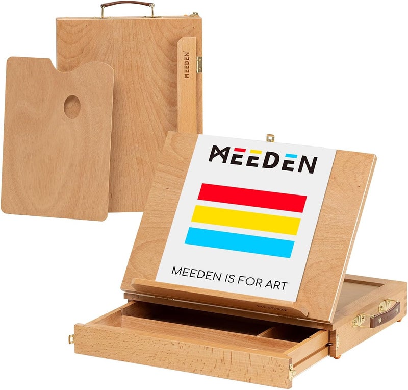 MEEDEN Table Sketch Box Easel -Portable Solid Beech Tabletop Wood Easel Drawing & Sketching Board with Storage Drawer & Palette for Beginner Artist, Art Students & Kids, Canvas up to 11" × 14" - Image 1