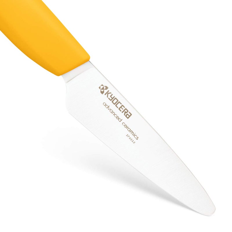 Kyocera Advanced Ceramic Revolution Series 3-inch Paring Knife, Yellow Handle, White Blade - Image 2