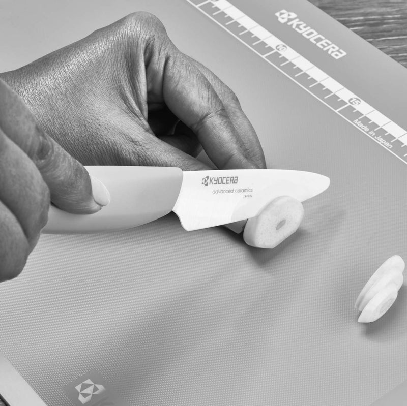 Kyocera Advanced Ceramic Revolution Series 3-inch Paring Knife, Yellow Handle, White Blade - Image 4