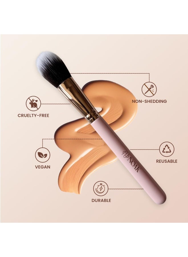 NOAK N101 Foundation Brush | Seamless Makeup Base Brush for Liquid & Cream Products | Smooth, Even & Streak-Free Finish | Soft Dense Bristles | Reusable - Image 3