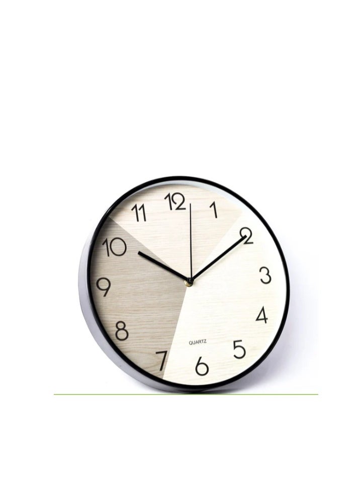 ماركة غير محددة Modern decorative round quartz wall clock large analoge display battery operated for homes and offices 30Cm 3 wood degrees background with black frame - ck7  - Image 2