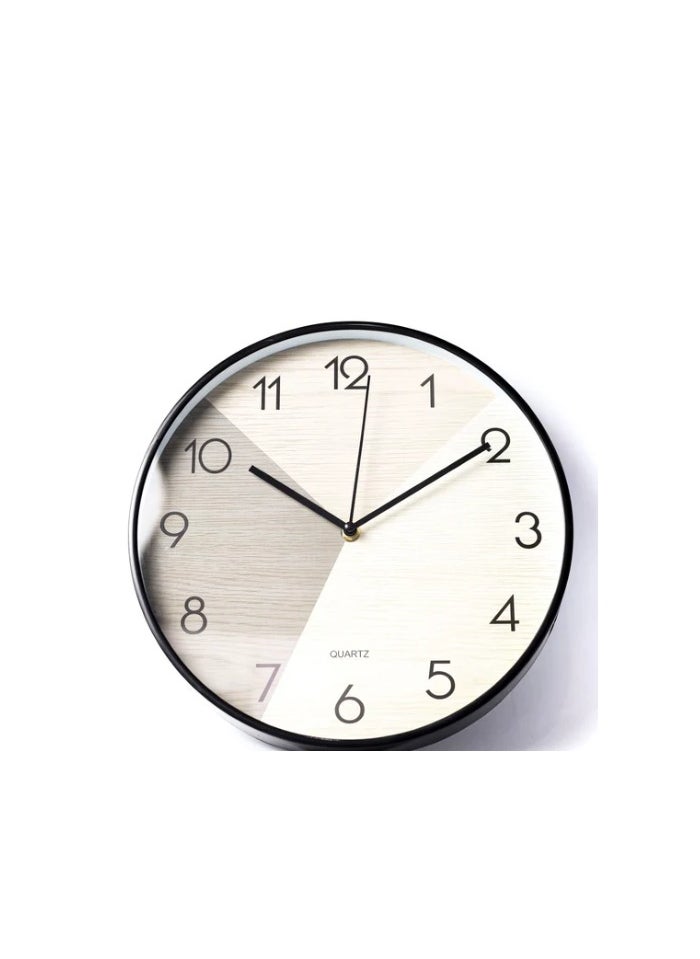 ماركة غير محددة Modern decorative round quartz wall clock large analoge display battery operated for homes and offices 30Cm 3 wood degrees background with black frame - ck7  - Image 1