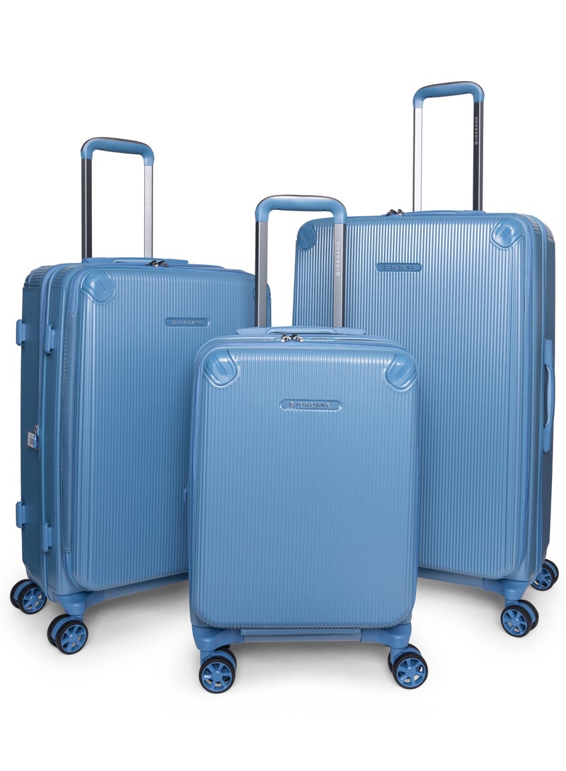 GIORDANO Giordano Titanx Front Opening PC Hardshell Unbreakable Luggage Set Blue, Expandable, Secure Lock, 4 Double Wheels Travel Lugggage, Laptop Compartment on Small Carry-on Cabin Luggage, Checked Luggage  - Image 1