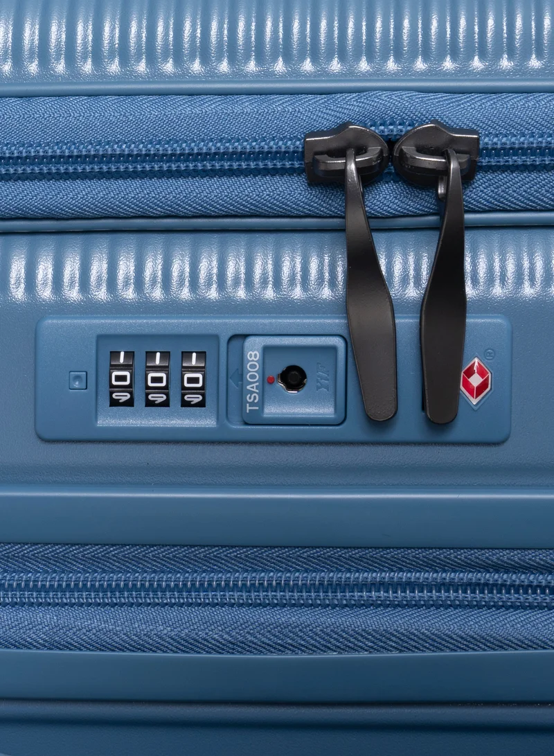 GIORDANO Navy Giordano Titanx Front Opening PC Hardshell Unbreakable Luggage Set Blue, Expandable, Secure Lock, 4 Double Wheels Travel Lugggage, Laptop Compartment on Small Carry-on Cabin Luggage, Checked Luggage  | Best Price UAE