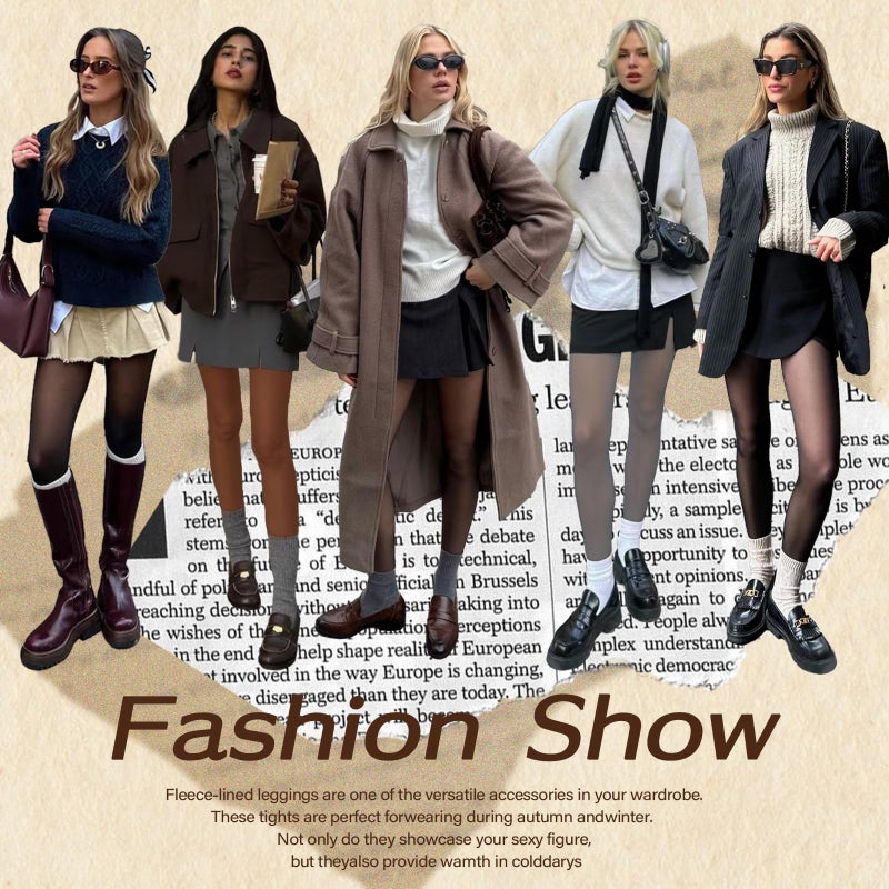 Delcast 2 Pairs Fleece Lined Tights Womenï¼ŒFake Translucent Thermal Sheer Thick Pantyhose Leggings for Winter - Image 5
