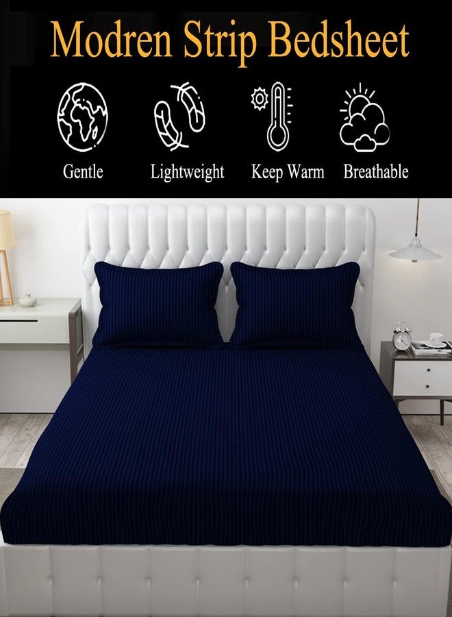 FRESH FROM LOOM Microfiber Wrinkle Resistant | Soft Skin Safe | Breathable Queen Size Flat Bedsheets | Hotel & Home | Double Bedsheet Set with 2 Pillow Covers (95x90 Inches Navy Blue) - Image 5
