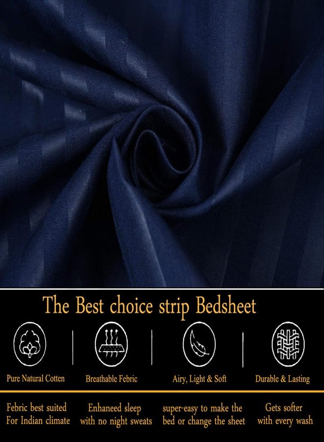 FRESH FROM LOOM Microfiber Wrinkle Resistant | Soft Skin Safe | Breathable Queen Size Flat Bedsheets | Hotel & Home | Double Bedsheet Set with 2 Pillow Covers (95x90 Inches Navy Blue) - Image 3