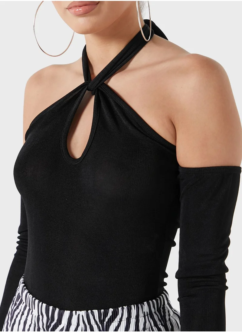 boohoo Halter Neck Cut Out Detail Body