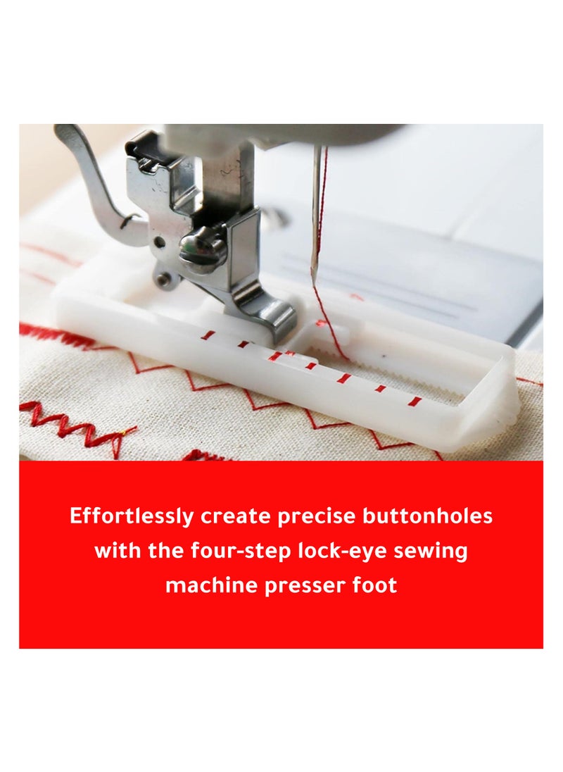 AL-RAEE - Snap On Slide Buttonhole Presser Foot for Zigzag Sewing Machine - Fits Many Home Machines, Snap On 4 Step Buttonhole Foot - Image 1