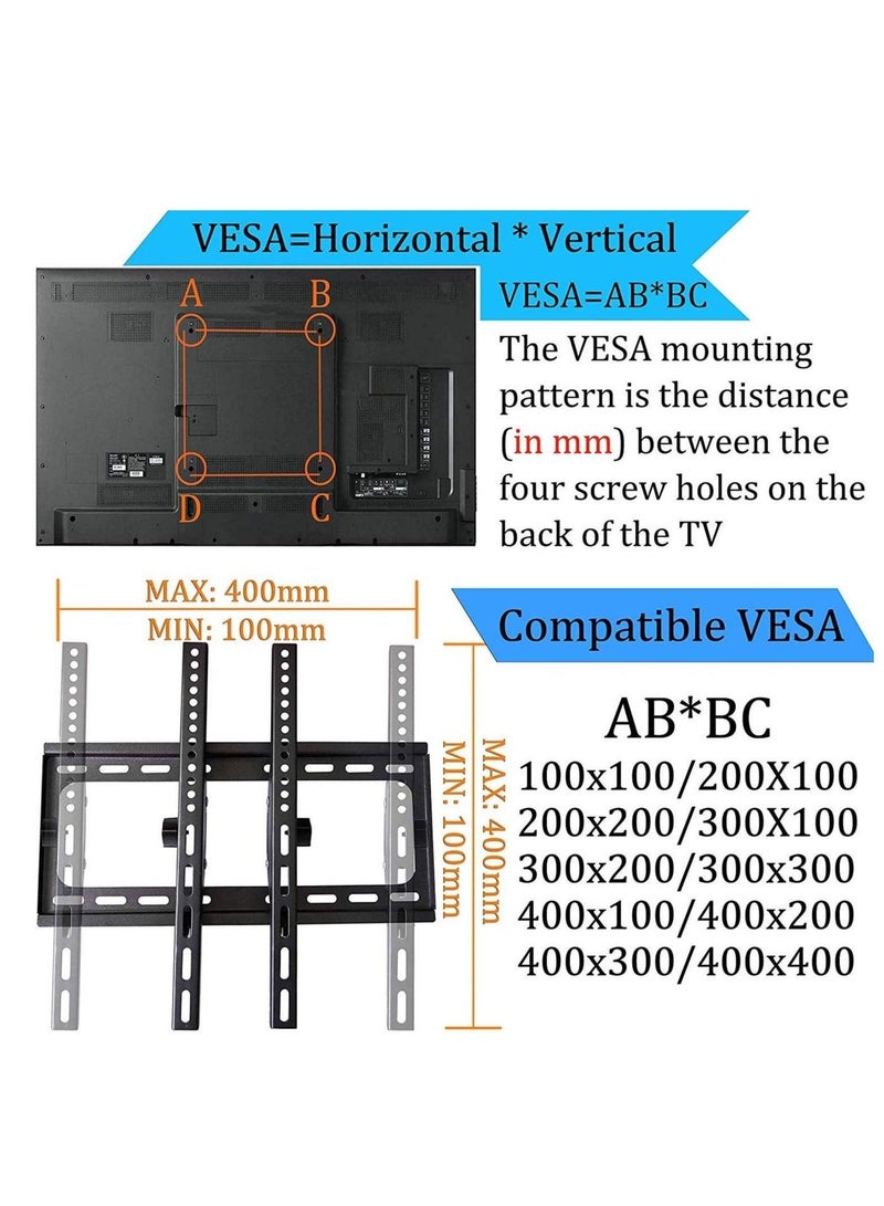 Living room TV wall mount bracket for flat screen monitors up to 60 inches with heavy duty steel construction and VESA compatibility - Image 2