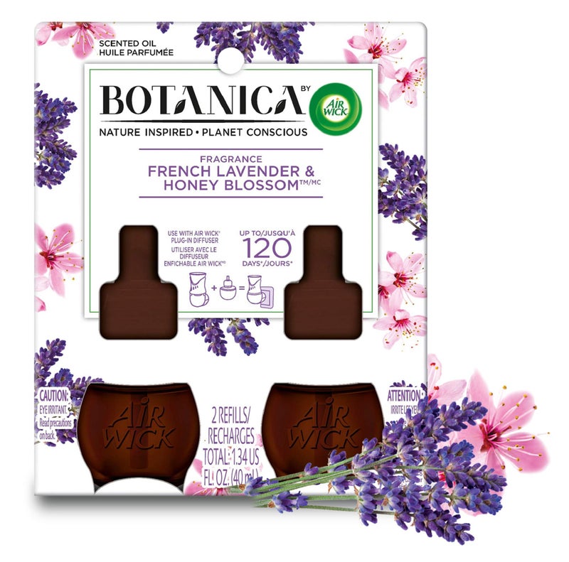 Air Wick Botanica by Air Wick Plug in Scented Oil Refill, 2 Refills, French Lavender and Honey Blossom, Air Freshener, Essential Oils  - Image 1